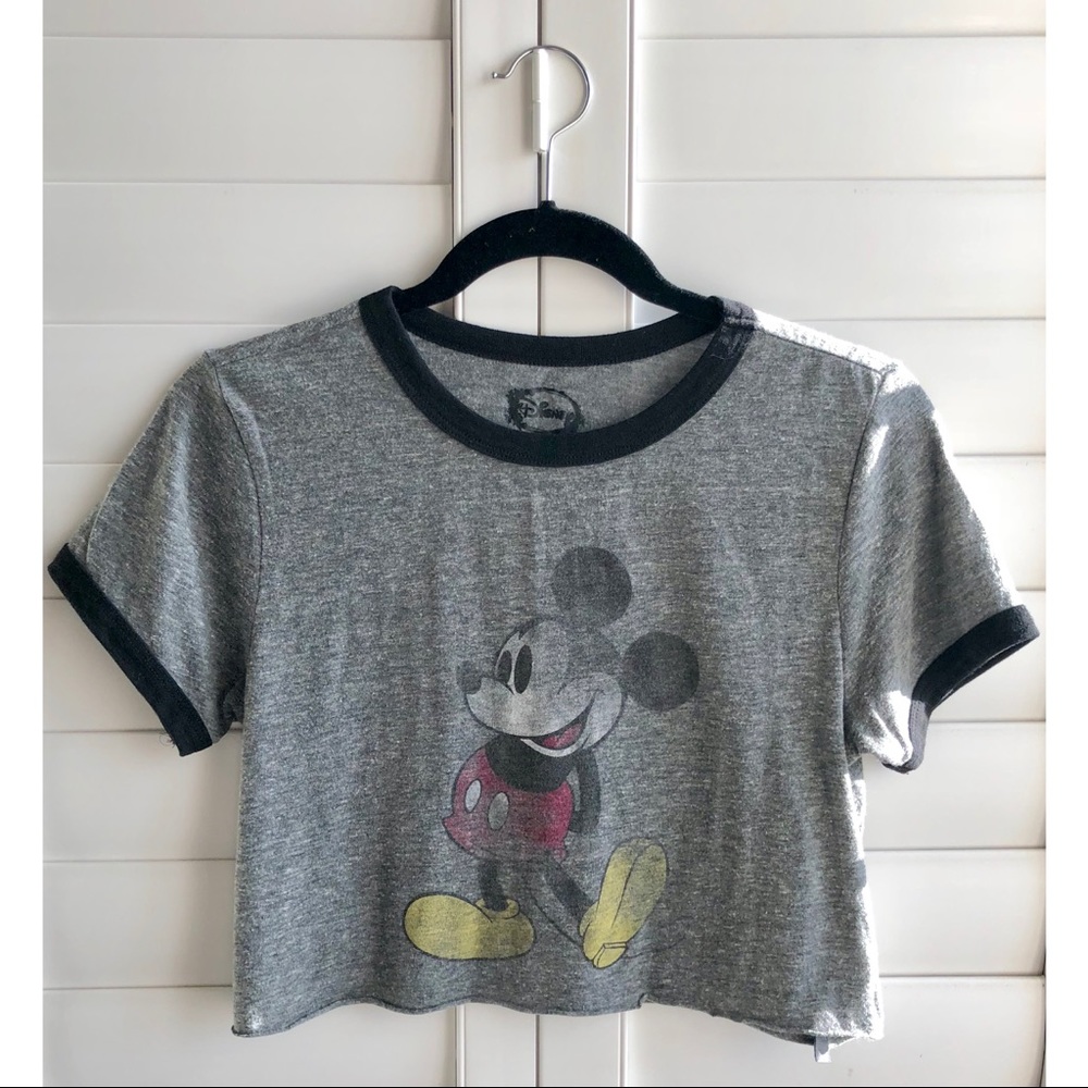 Disney Mickey Mouse Gray Crop Top